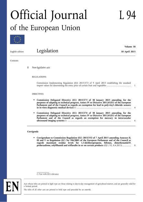 EEC 2015/573/EU to 2015/574/EU