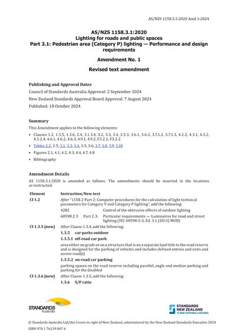 AS/NZS 1158.3.1:2020 Amd 1:2024