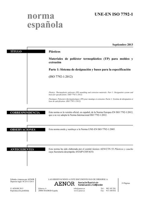 AENOR UNE-EN ISO 7792-1