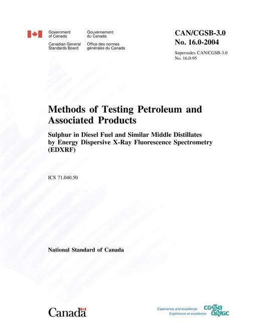 CAN/CGSB 3.0 NO. 16.0-2004