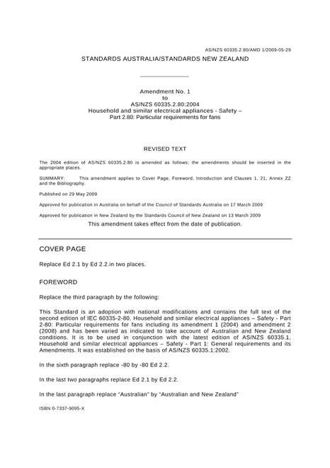 AS/NZS 60335.2.80:2004 AMDT 1