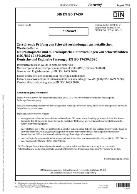DIN EN ISO 17639 - DRAFT
