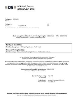 DANSK DSF/ISO/DIS 4518