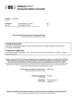 DANSK DSF/FPRHD 60364-7-722