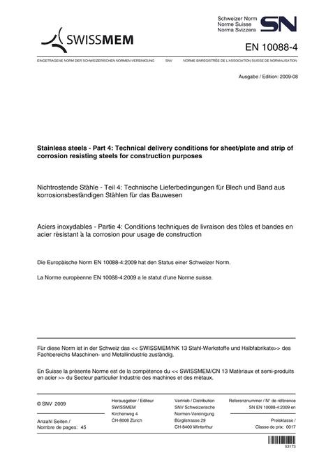 SNV SN EN 10088-4