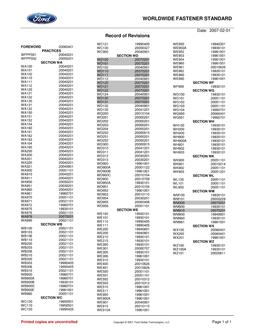 FORD RECORD OF REVISIONS