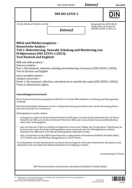 DIN ISO 22935-1 - DRAFT