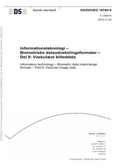 DANSK DS/ISO/IEC 19794-9