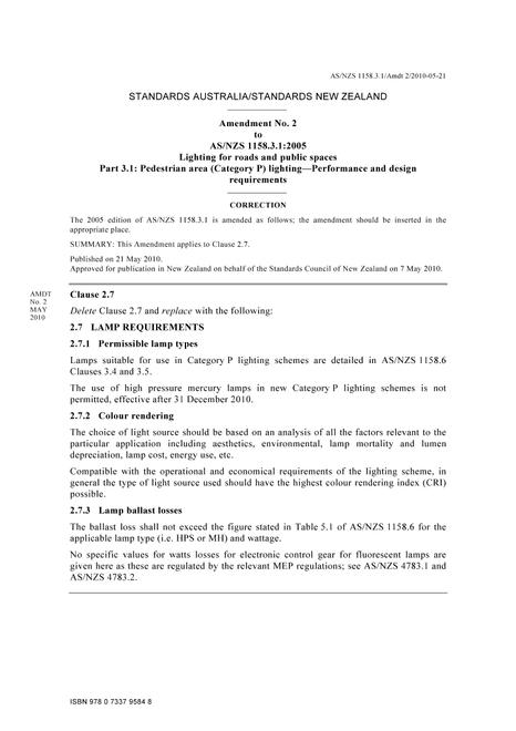 AS/NZS 1158.3.1:2005 AMDT 2