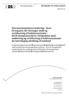 DANSK DS/ISO/IEC TS 17021-8