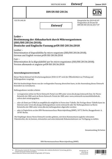 DIN EN ISO 20136 - DRAFT