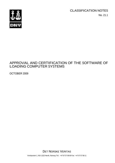 DNV DNV CLASSIFICATION NOTES 21.1