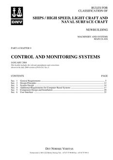 DNV DNV-RU-SHIPS/HSLC PART 4 CHAPTER 9