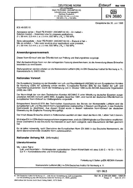 DIN EN 3680 - DRAFT