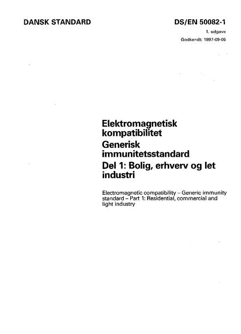 DANSK DS/EN 50082-1