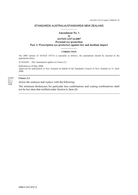 AS/NZS 1337.6:2007 AMDT 1