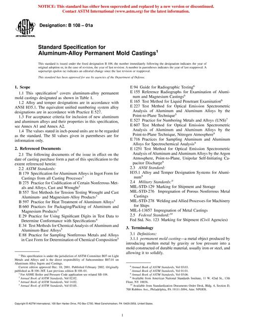 ASTM B108-01a