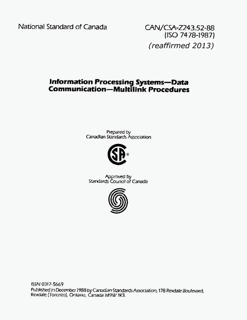 CAN/CSA Z243.52-88 (R2013)