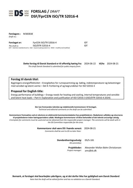 DANSK DSF/FPRCEN ISO/TR 52016-4