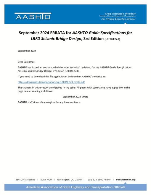 AASHTO LRFDSEIS-3-E1