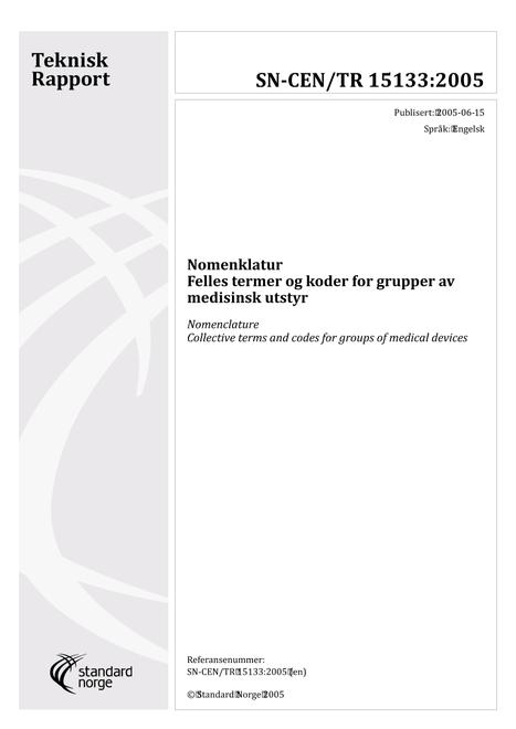 SN-CEN/TR 15133:2005