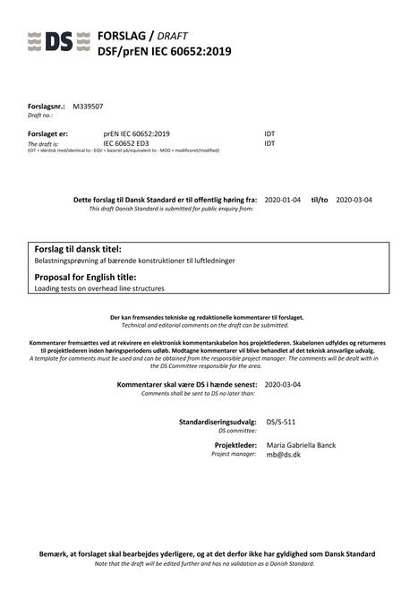 DANSK DSF/PREN IEC 60652