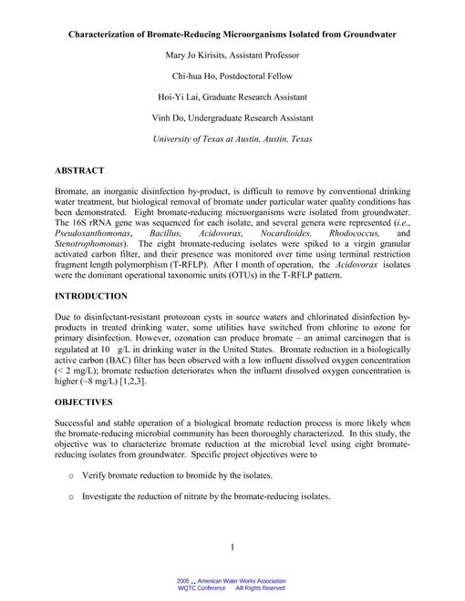 AWWA WQTC62418