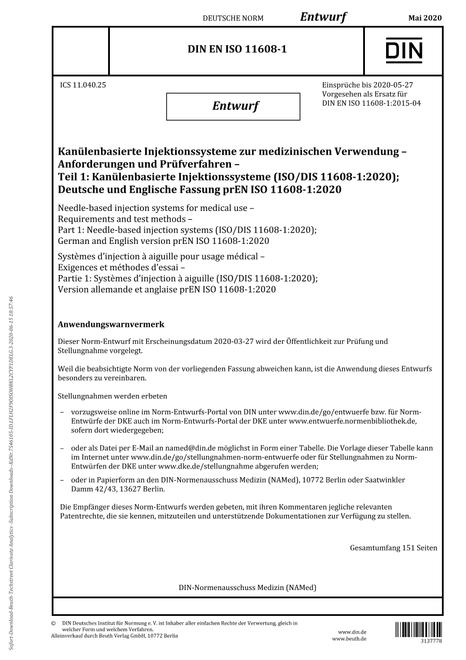 DIN EN ISO 11608-1 - DRAFT