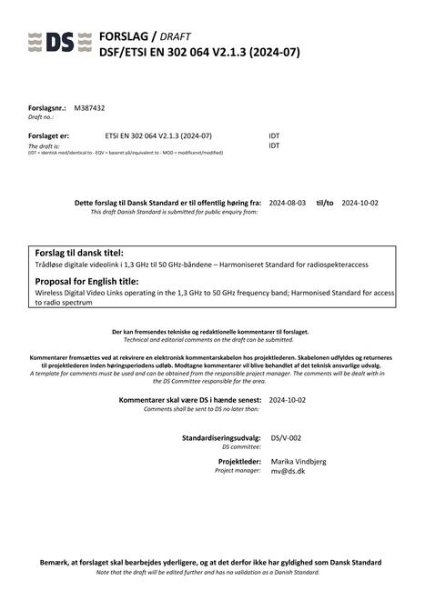 DANSK DSF/ETSI EN 302 064 V2.1.3 (2024-07)