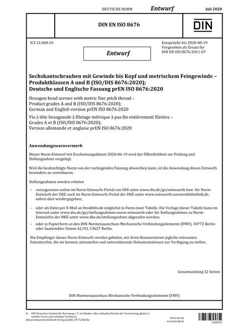 DIN EN ISO 8676 - DRAFT