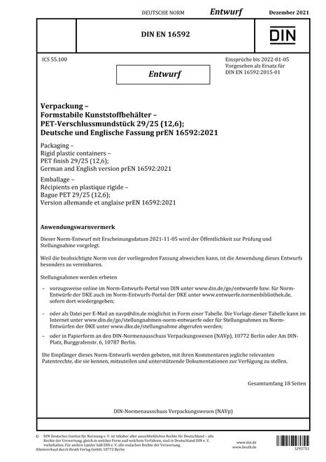DIN EN 16592 - DRAFT