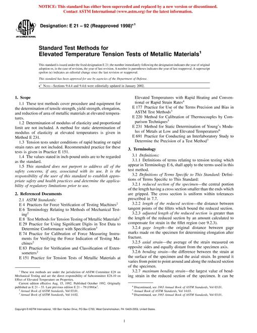 ASTM E21-92(1998)e1