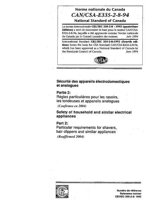 CAN/CSA E335-2-8-94 (R2004)