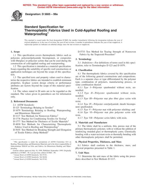 ASTM D5665-99a