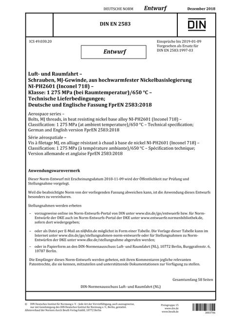 DIN EN 2583 - DRAFT