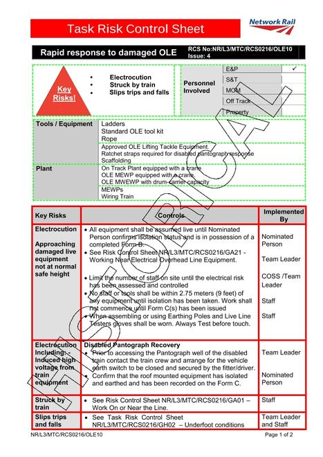 NR NR/L3/MTC/RCS0216/OLE10 ISSUE 4