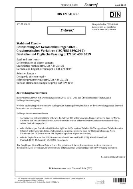 DIN EN ISO 439 - DRAFT