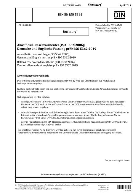 DIN EN ISO 5362 - DRAFT
