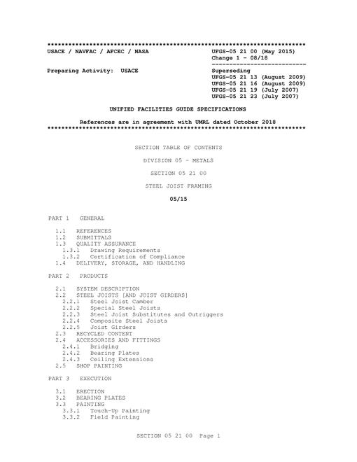 ARMY UFGS-05 21 00