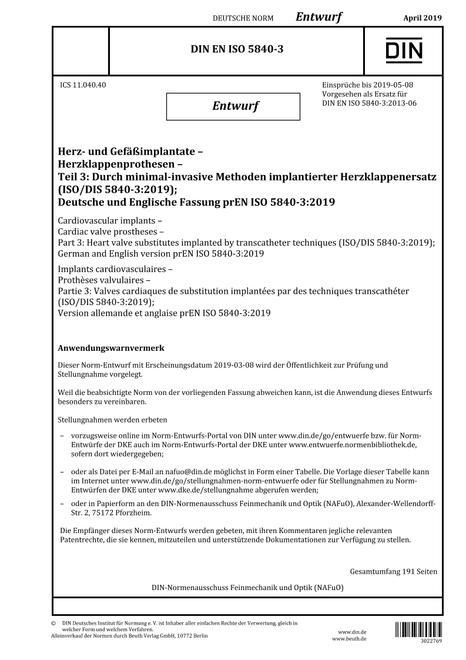 DIN EN ISO 5840-3 - DRAFT