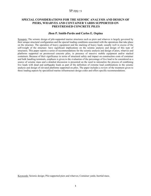 Recent Advances in the Design of Prestressed Concrete Piles in Marine Structures in Seismic Regions