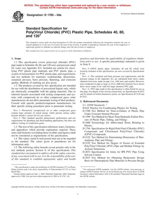 ASTM D1785-04