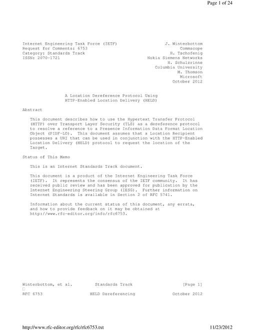 IETF RFC 6753