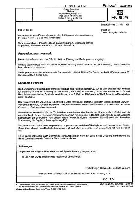DIN EN 6025 - DRAFT