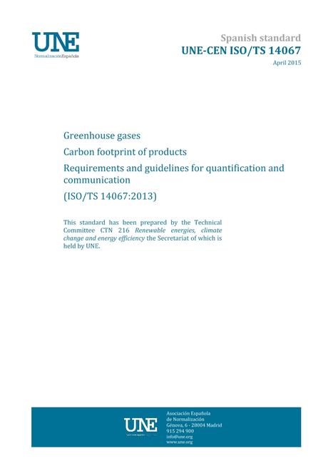 AENOR UNE-CEN ISO/TS 14067