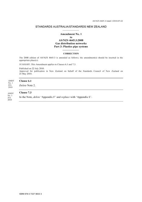 AS/NZS 4645.3:2008 AMDT 1