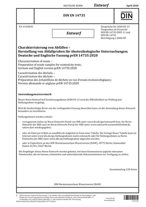 DIN EN 14735 - DRAFT