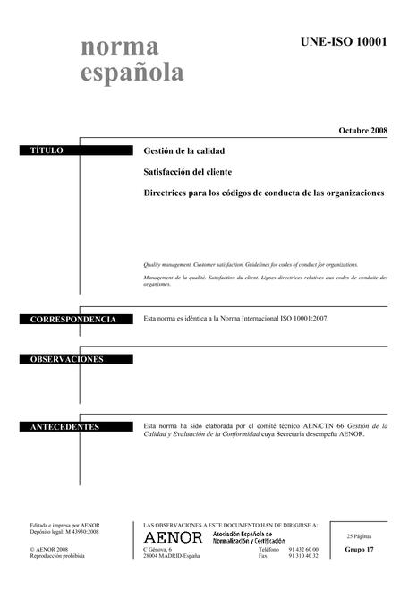 AENOR UNE-ISO 10001