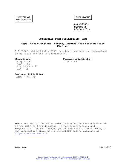 CID A-A-59505 Notice 2 - Validation 2