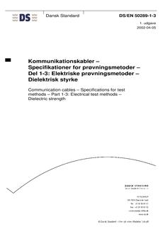DANSK DS/EN 50289-1-3